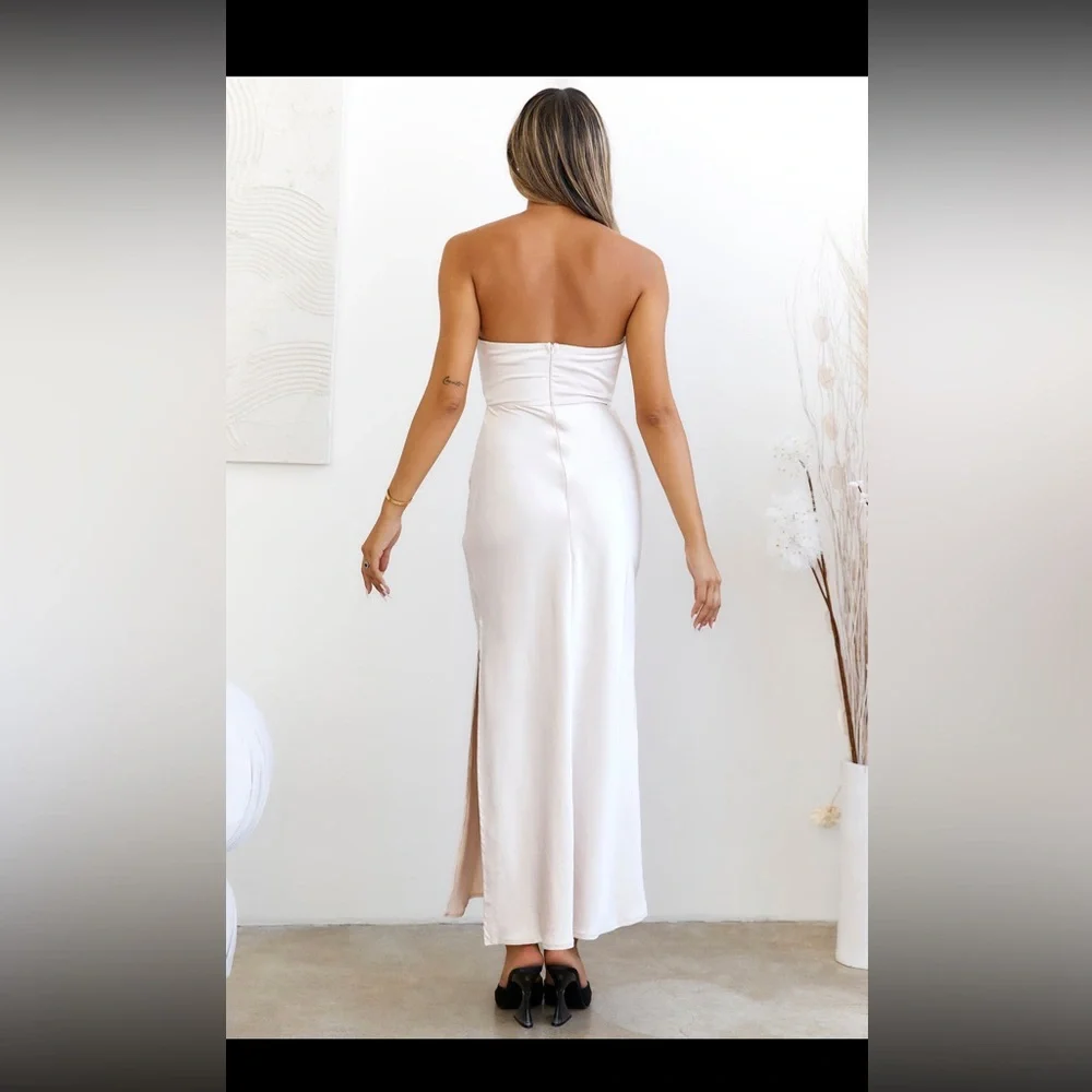 NWT SO LONG MIDI DRESS CHAMPAGNE - Picture 4 of 7